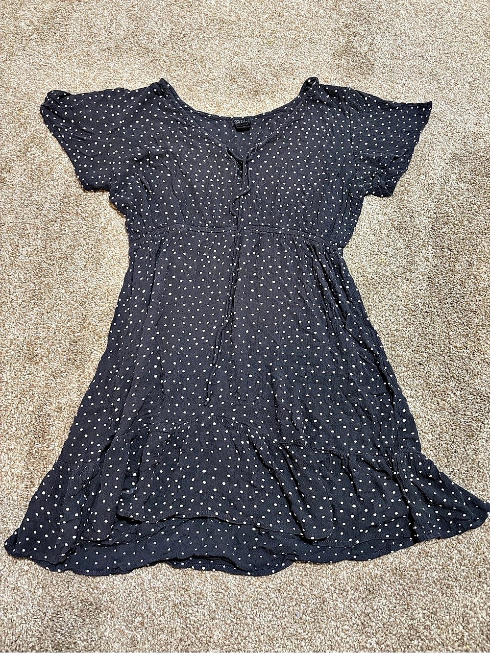 Billabong Black Polka Dot Ruffle Mini Dress